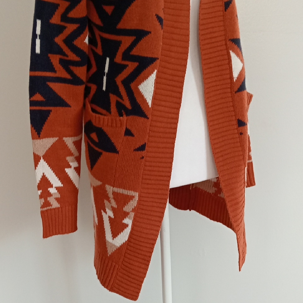 Cato Geometric Patterned Rust Cardigan - image 3